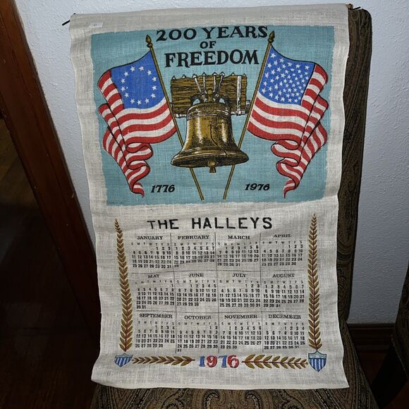 1976 Calendar Towel Vintage 1976 BiCentenneial 200 Years Freedom Linen Kitchen - Picture 1 of 5
